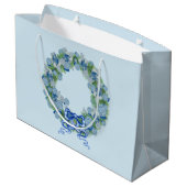 Blauwe kerstChinoiserie Wreath Groot Cadeauzakje (Achterkant Gekanteld)