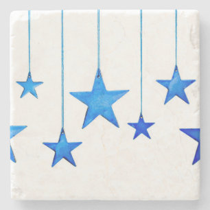 Blauwe kerstdecoraties stenen onderzetter