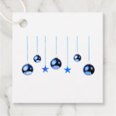 Blauwe kerstdecortballen met tekst bedankjes labels (Voorkant)