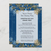 Blauwe kerstfamilie Sjabloon menu menu's (Voorkant / Achterkant)