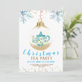 Blauwe kerstfeestdag kaart (Staand voorkant)