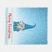 Blauwe kerstgnoom fleece deken (Voorkant (Horizontaal))