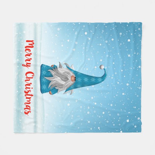 Blauwe kerstgnoom fleece deken (Voorkant (Horizontaal))