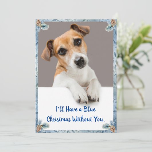 Blauwe kerstkaart Jack Russell Holiday Card (Staand voorkant)