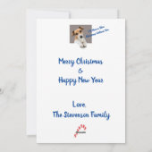 Blauwe kerstkaart Jack Russell Holiday Card (Achterkant)