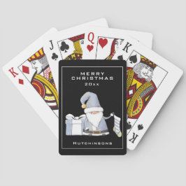 Blauwe kerstkoepel met stoppen en cadeautjes pokerkaarten