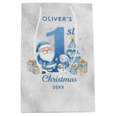 Blauwe Kerstman 1e Kerstmis Medium Cadeauzakje (Voorkant)