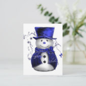 Blauwe kerstman feestdagenkaart (Staand voorkant)