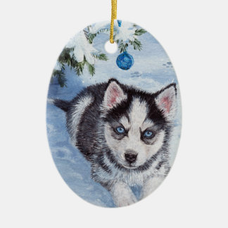 Blauwe kerstman-honkhond-pap-kerstversiering keramisch ornament