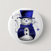 Blauwe kerstman ronde button 5,7 cm (Voorkant)