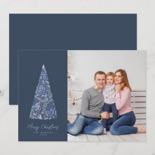 Blauwe kerstmis en feestdag foto van splendid Spru Kaart (Voorkant / Achterkant)