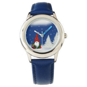 Blauwe Kerstmis Gnome Horloge