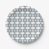 Blauwe Kerstmis Hanukkah Snowflake Cookie Winter Papieren Bordje (Voorkant)