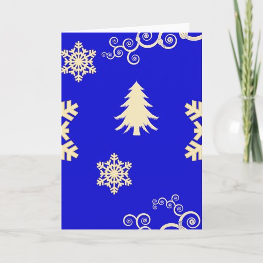 Blauwe Kerstmis met Cream Snowflakes Feestdagen Kaart (Voorkant)