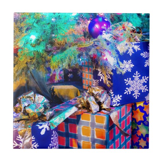 Blauwe Kerstmis Tegeltje (Voorkant)