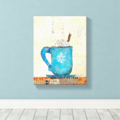 Blauwe kerstMok Canvas Afdruk (Insitu (Houten vloer))