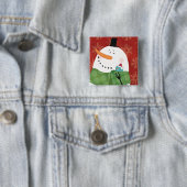 Blauwe kerstMok met donkere cacao Vierkante Button 5,1 Cm (In situ)