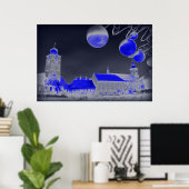 Blauwe kerstnacht poster (Thuiskantoor)