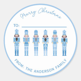 BLAUWE KERSTNOOTKRAKER CADEAU STICKER