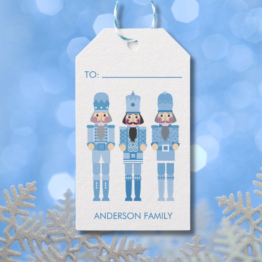 BLAUWE KERSTNOOTKRAKER CADEAULABEL