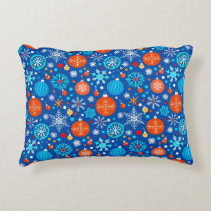 ❄️ Blauwe Kerstpatroon Winter Vakantiedecoratie Accent Kussen