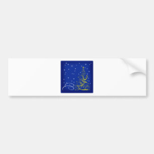 Blauwe kerstscène bumpersticker