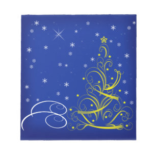 Blauwe kerstscène notitieblok