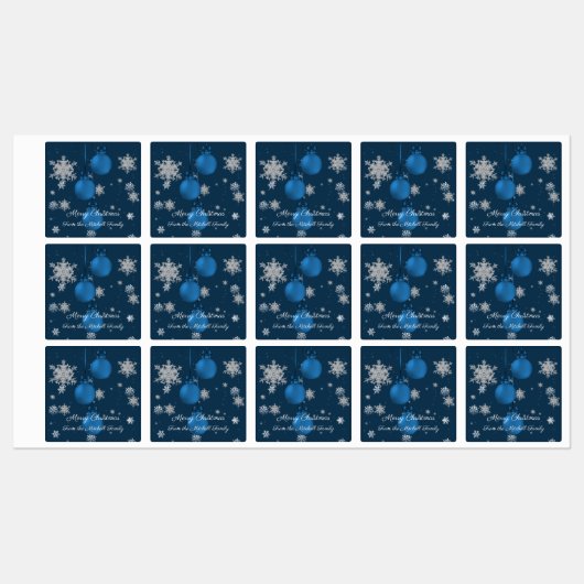 Blauwe kerstsieretiketten labels (Vel)