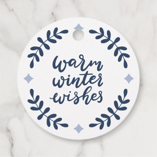 Blauwe kerstsierfeestdag bedankjes labels (Achterkant)