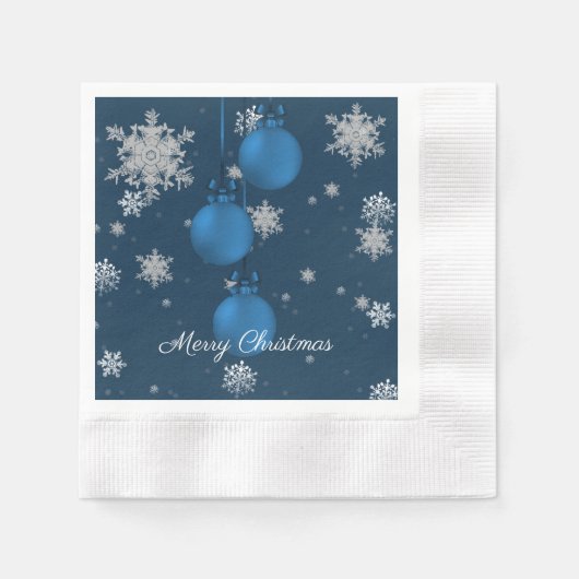Blauwe kerstsierpapier Napkin Servet (Voorkant)