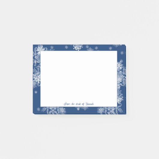 Blauwe kerstsnowflakes Aangepaste notities Post-it® Notes (Voorkant)