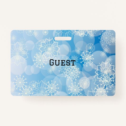 Blauwe kerstsnowflakes badge (Voorkant)