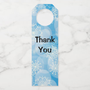 Blauwe kerstsnowflakes flessenhanger