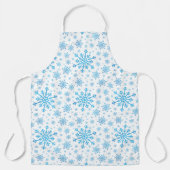  blauwe kerstsnowflakes op winterwit schort (Voorkant)