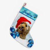 Blauwe kerststinkend pet kleine kerstsok (Voorkant (Hangend))