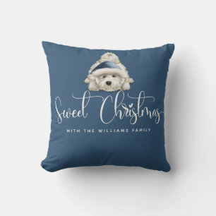 Blauwe kersttaart, feestelijke wiestie kussen