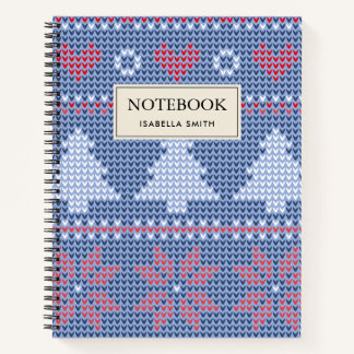 Blauwe kersttricot notitieboek