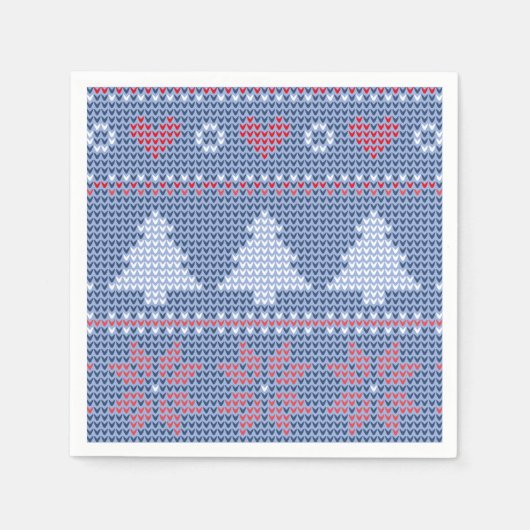Blauwe kersttricot servet (Voorkant)