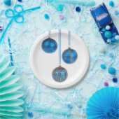 Blauwe kerstversiering 7-inch Bord (Feest)