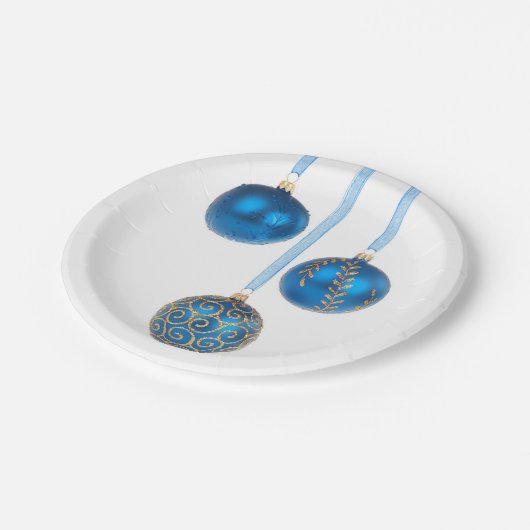 Blauwe kerstversiering 7-inch Bord (Gekanteld)