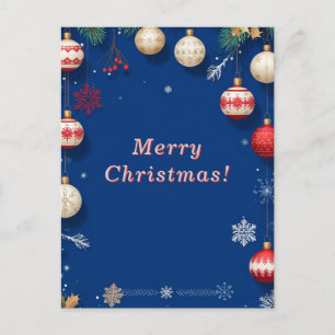✨ Blauwe Kerstversiering Elegante Wintervakantie Briefkaart