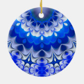 Blauwe kerstversiering keramisch ornament (Achterkant)