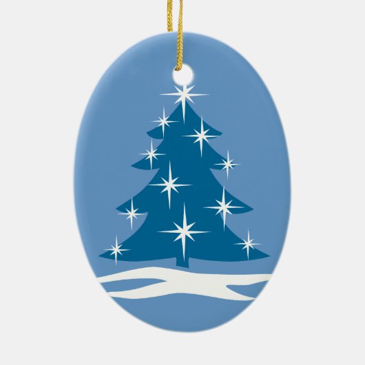 Blauwe kerstversiering kerstboomversiering keramisch ornament (Achterkant)