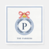 Blauwe  kerstversiering servet (Voorkant)