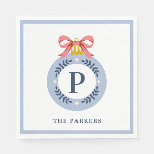 Blauwe  kerstversiering servet