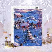 Blauwe Kerstwinter Wonderland Snow Briefkaart