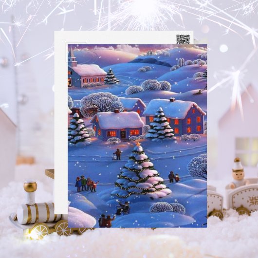 Blauwe Kerstwinter Wonderland Snow Briefkaart