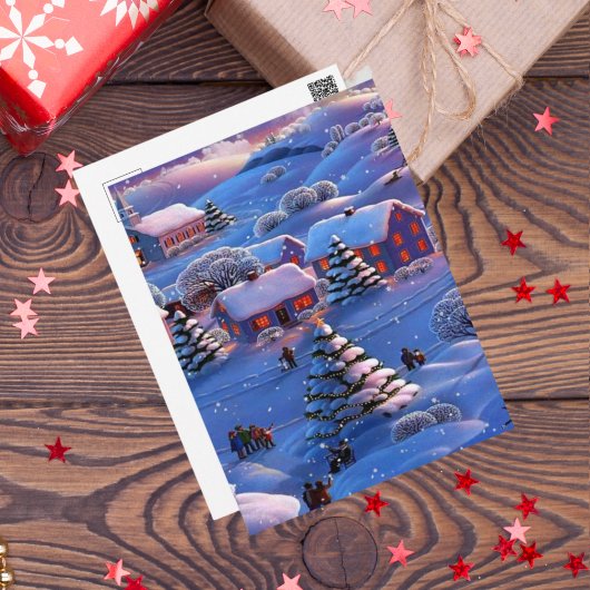 Blauwe Kerstwinter Wonderland Snow Briefkaart