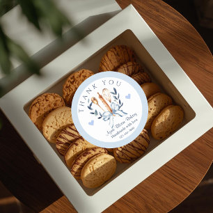 Blauwe Keukengerei Kookgerei Bakkerij Dank je Ronde Sticker