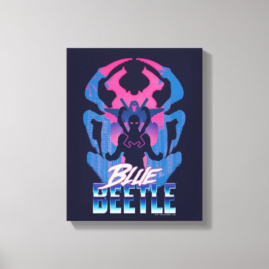 Blauwe kever retrowave versus grafisch canvas afdruk (Voorkant)